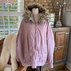 TORRID FAUX FUR LINED HOODED JACKET FULL ZIP PLUS 6 X